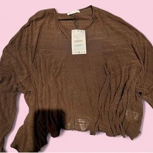 Zara Brown Textured Blouse